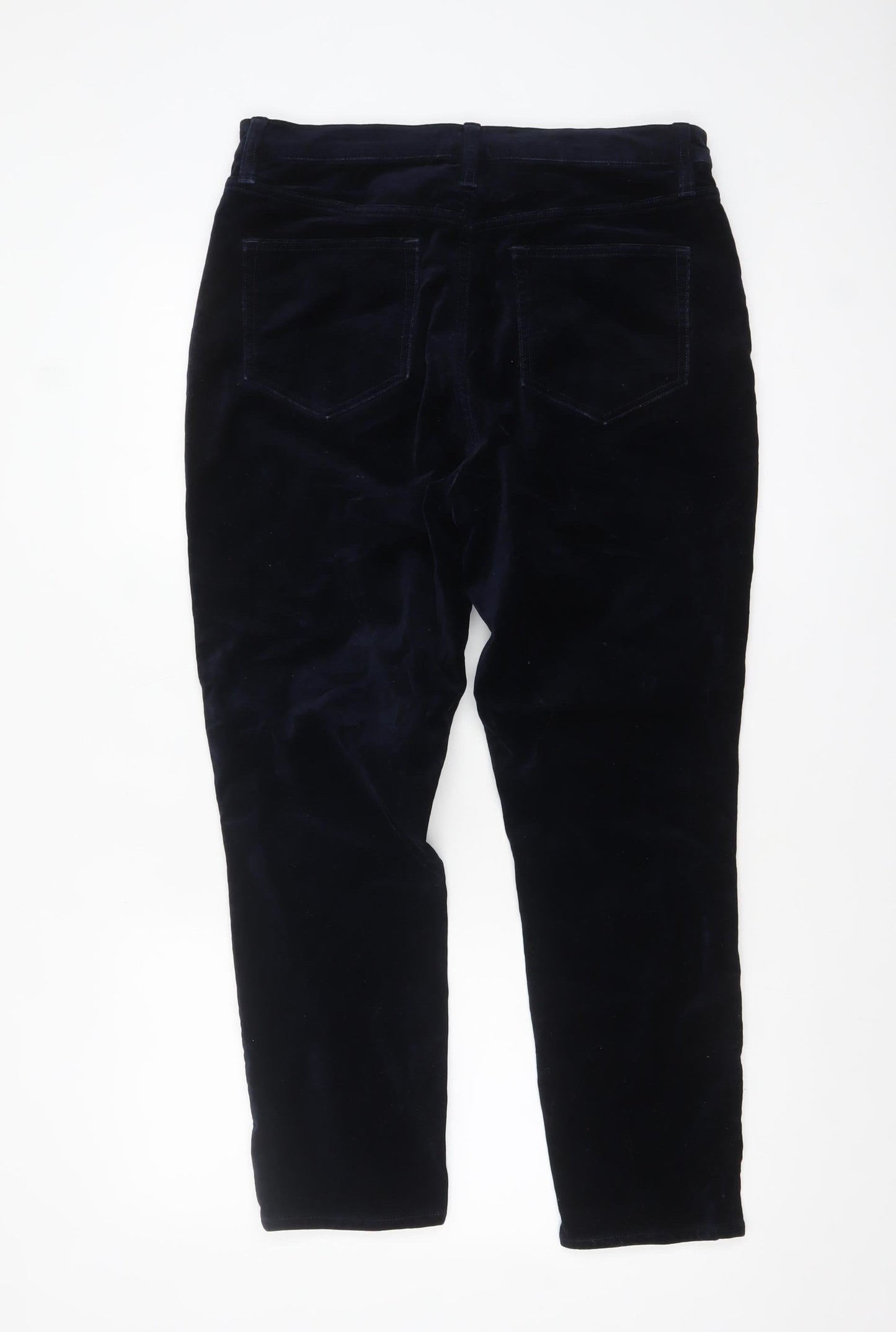 Lands' End Womens Blue Velvet Slim Trousers Size 14-16