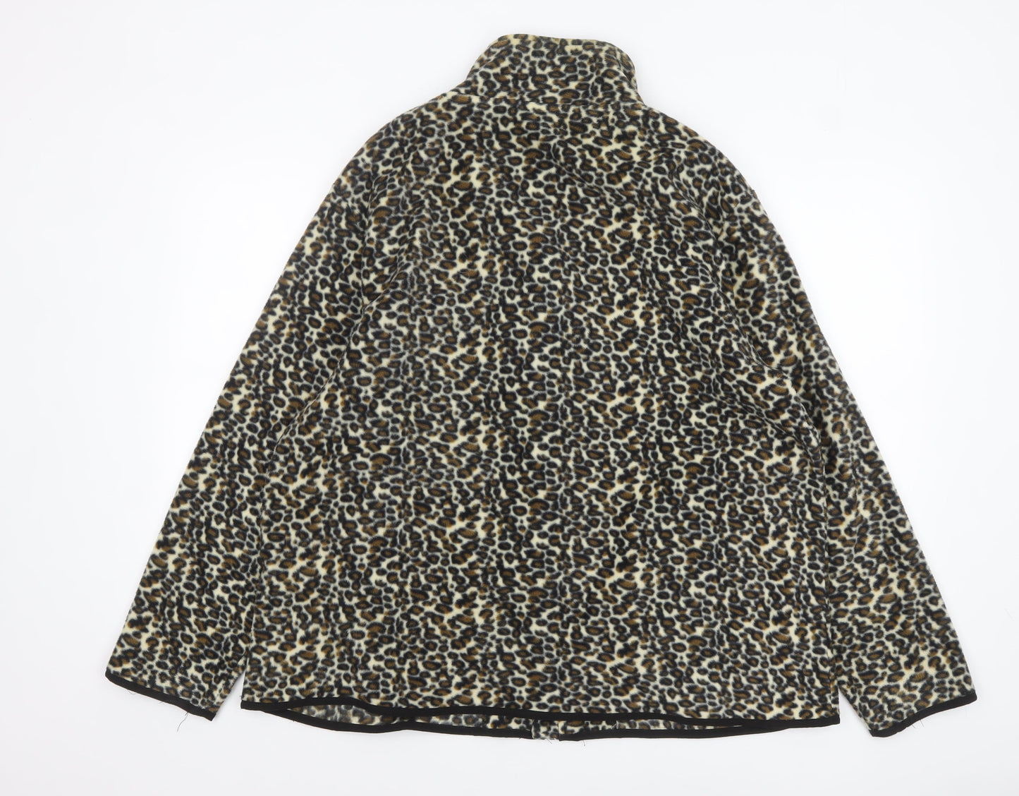 Damart Women’s Brown Leopard Print Fleece Jacket Size 18