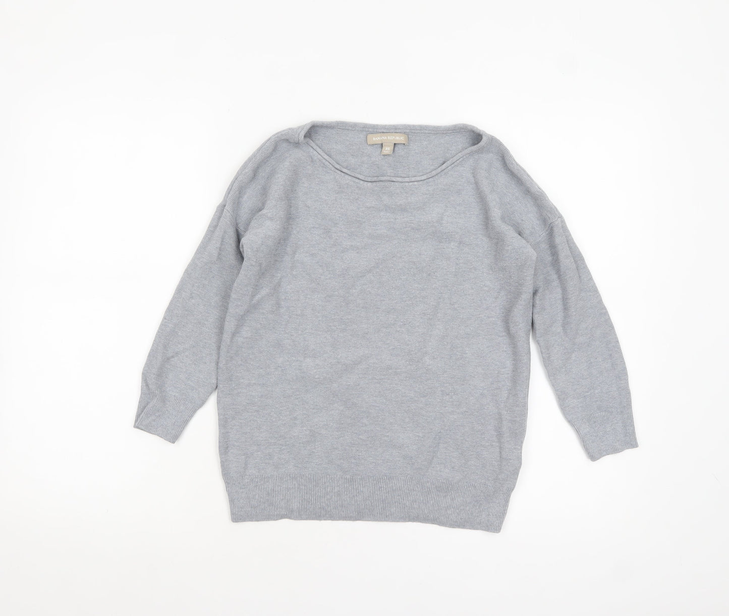 Banana Republic Women Grey XS Boat Neck Cotton Jumper