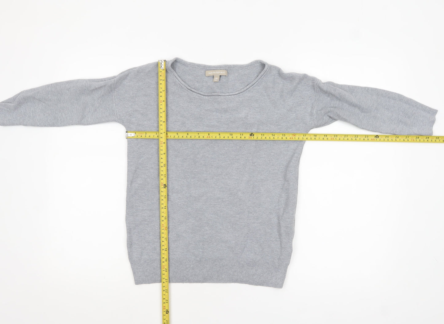 Banana Republic Women Grey XS Boat Neck Cotton Jumper