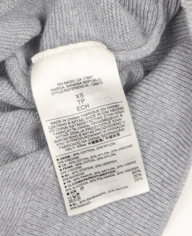 Banana Republic Women Grey XS Boat Neck Cotton Jumper