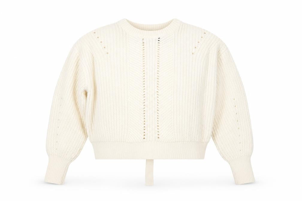 New Look Women Ivory Chunky Knit Bow Detail Jumper Size S