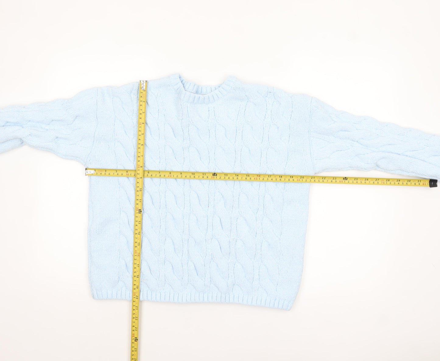 Marks and Spencer Women’s Blue Cable Knit Jumper Size M