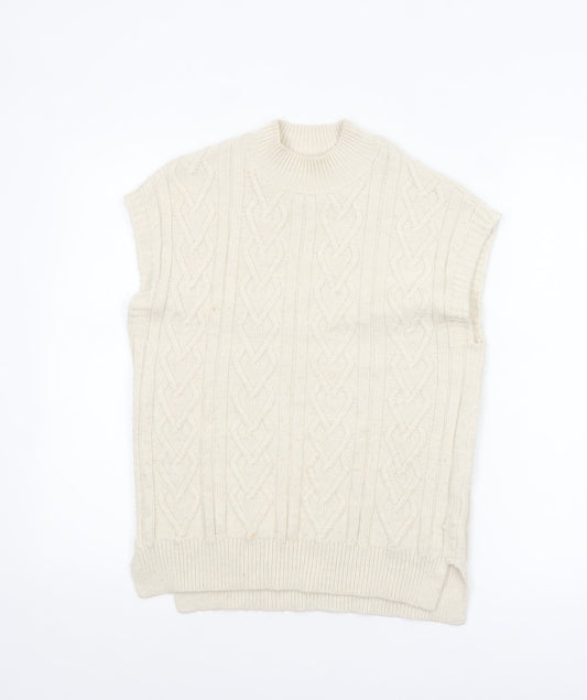 Next Girls Ivory Sleeveless Cable Knit Vest Jumper 11 Years Acrylic Blend