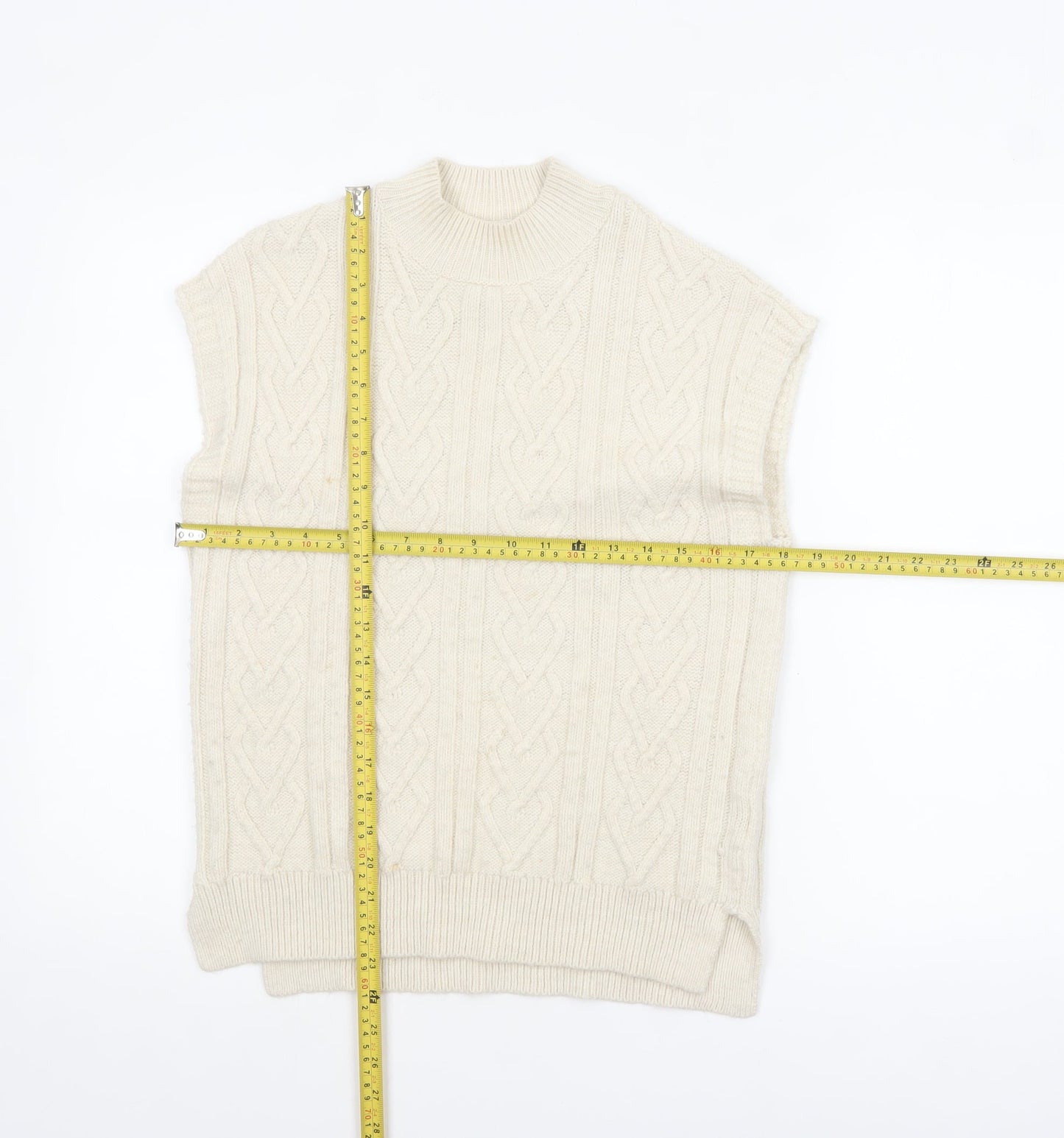Next Girls Ivory Sleeveless Cable Knit Vest Jumper 11 Years Acrylic Blend