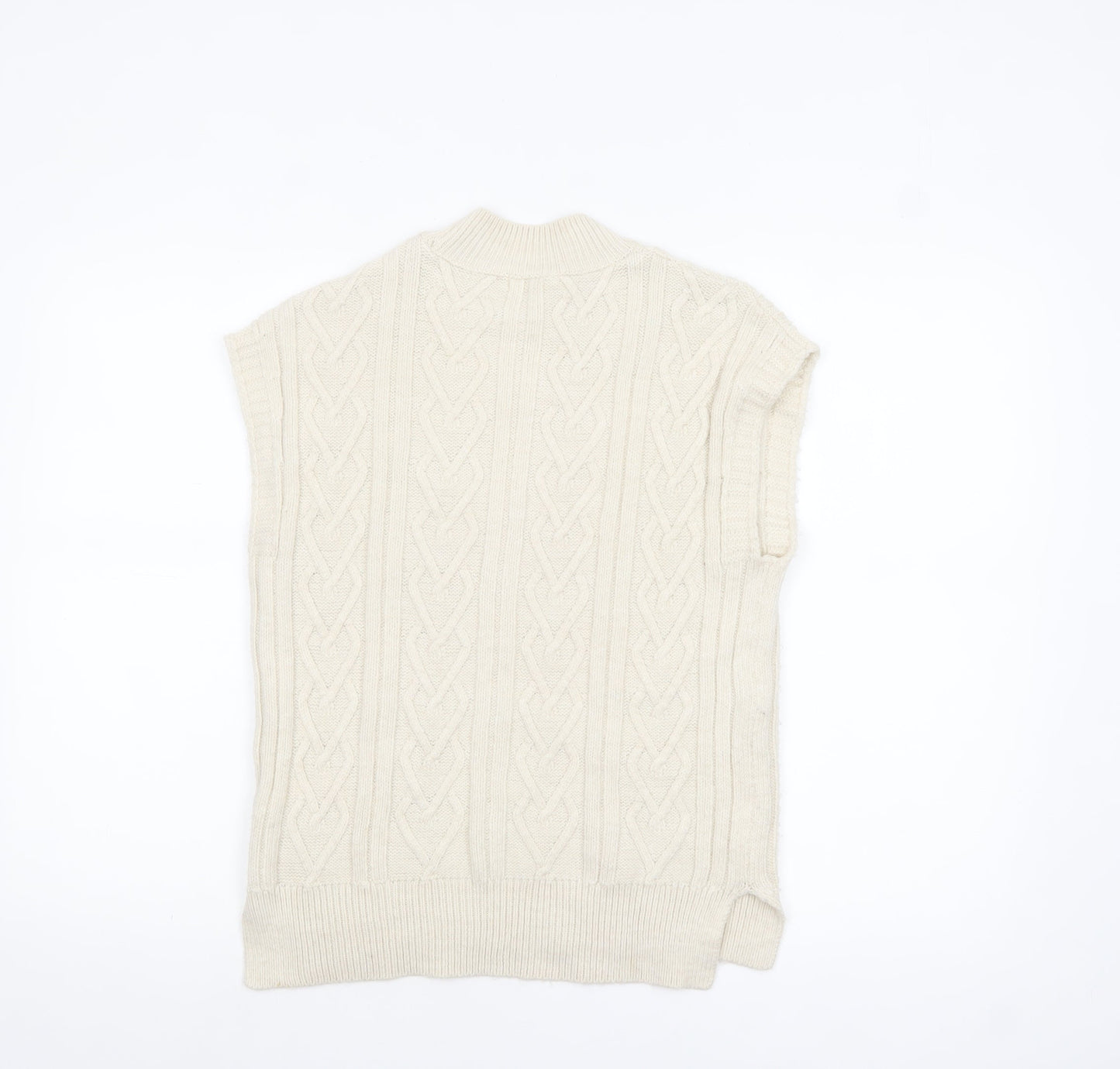 Next Girls Ivory Sleeveless Cable Knit Vest Jumper 11 Years Acrylic Blend