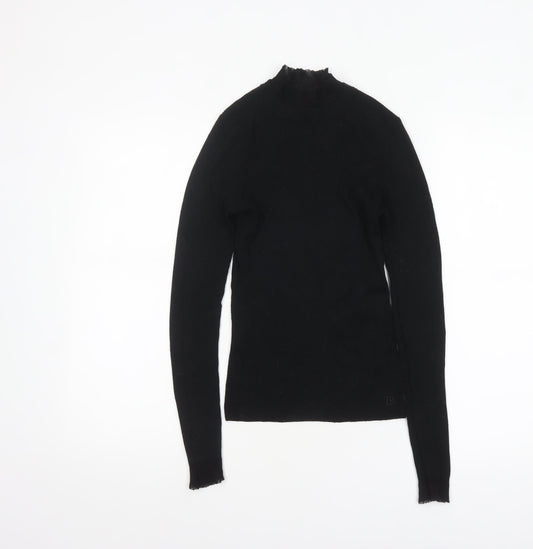Ted Baker Women's Black Mock Neck Long Sleeve Slim Fit Jumper Size S