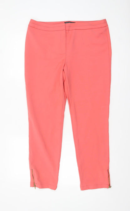 Definitions Women Pink Size 14 Slim Ankle Zip Trousers