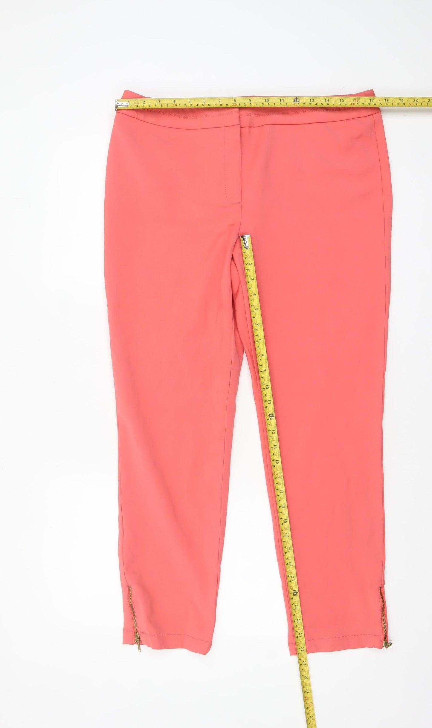 Definitions Women Pink Size 14 Slim Ankle Zip Trousers