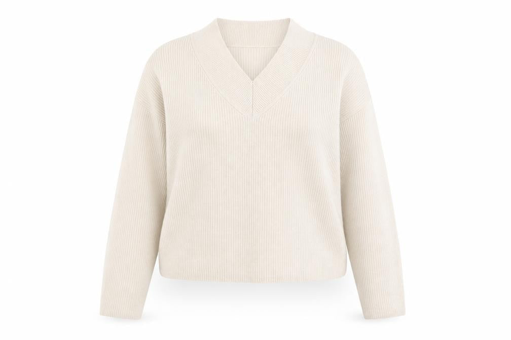 Marks & Spencer Womens Beige V-Neck Knit Jumper Small