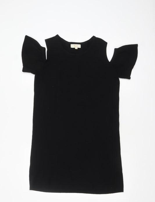 JCL Women’s Black Cold Shoulder Knit Pullover Jumper One Size