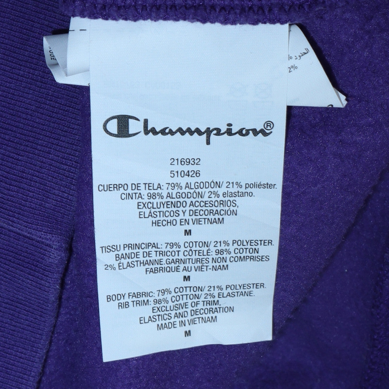 Champion Men's Purple Pullover Hoodie Medium Logo Sportswear