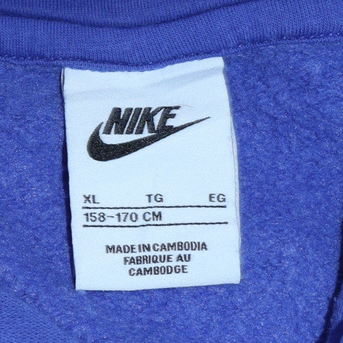 Nike Blue Teens Pullover Hoodie XL 158-170cm Logo Fleece Sweatshirt