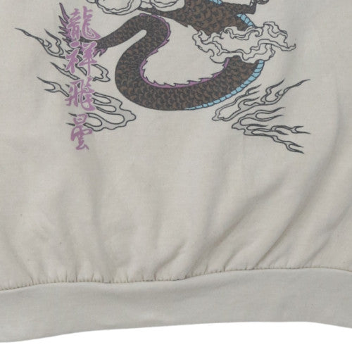 PrettyLittleThing Womens Beige Dragon Print Pullover Sweatshirt Size S