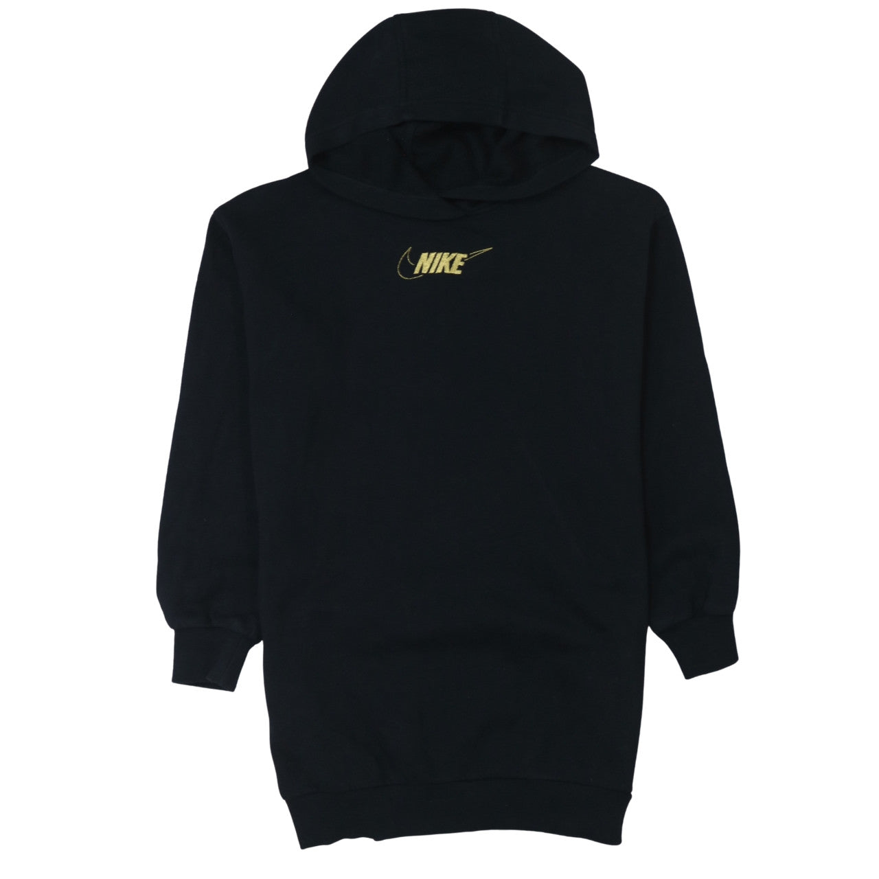 Nike Teens Black Pullover Hoodie M Gold Logo Fleece Sweatshirt