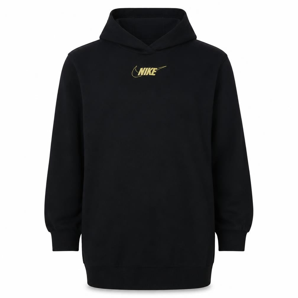 Nike Teens Black Pullover Hoodie M Gold Logo Fleece Sweatshirt