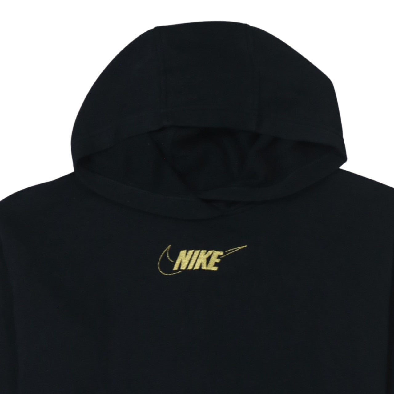 Nike Teens Black Pullover Hoodie M Gold Logo Fleece Sweatshirt