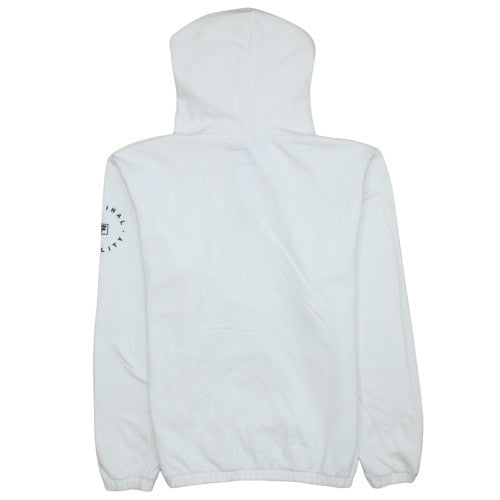 FILA Men's White Pullover Hoodie M Sports Logo Fleece Sweatshirt