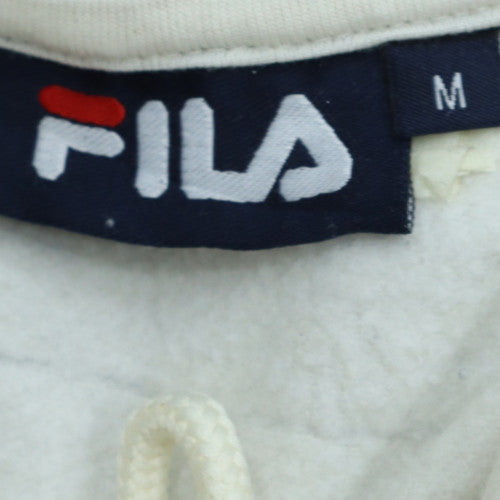 FILA Men's White Pullover Hoodie M Sports Logo Fleece Sweatshirt