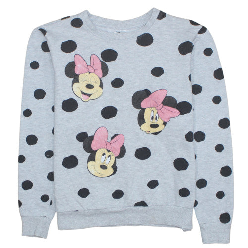 Disney Teens Grey Polka Dot Minnie Mouse Sweatshirt Size 12-14