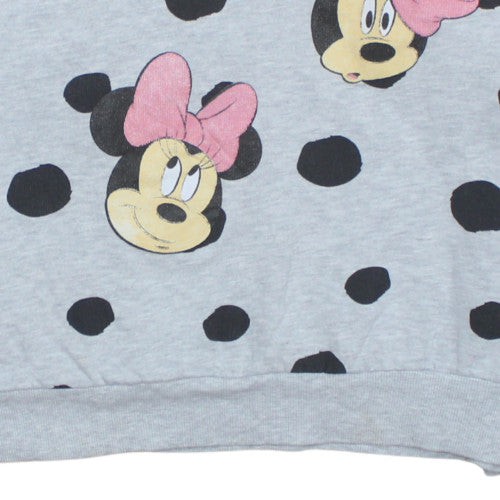 Disney Teens Grey Polka Dot Minnie Mouse Sweatshirt Size 12-14
