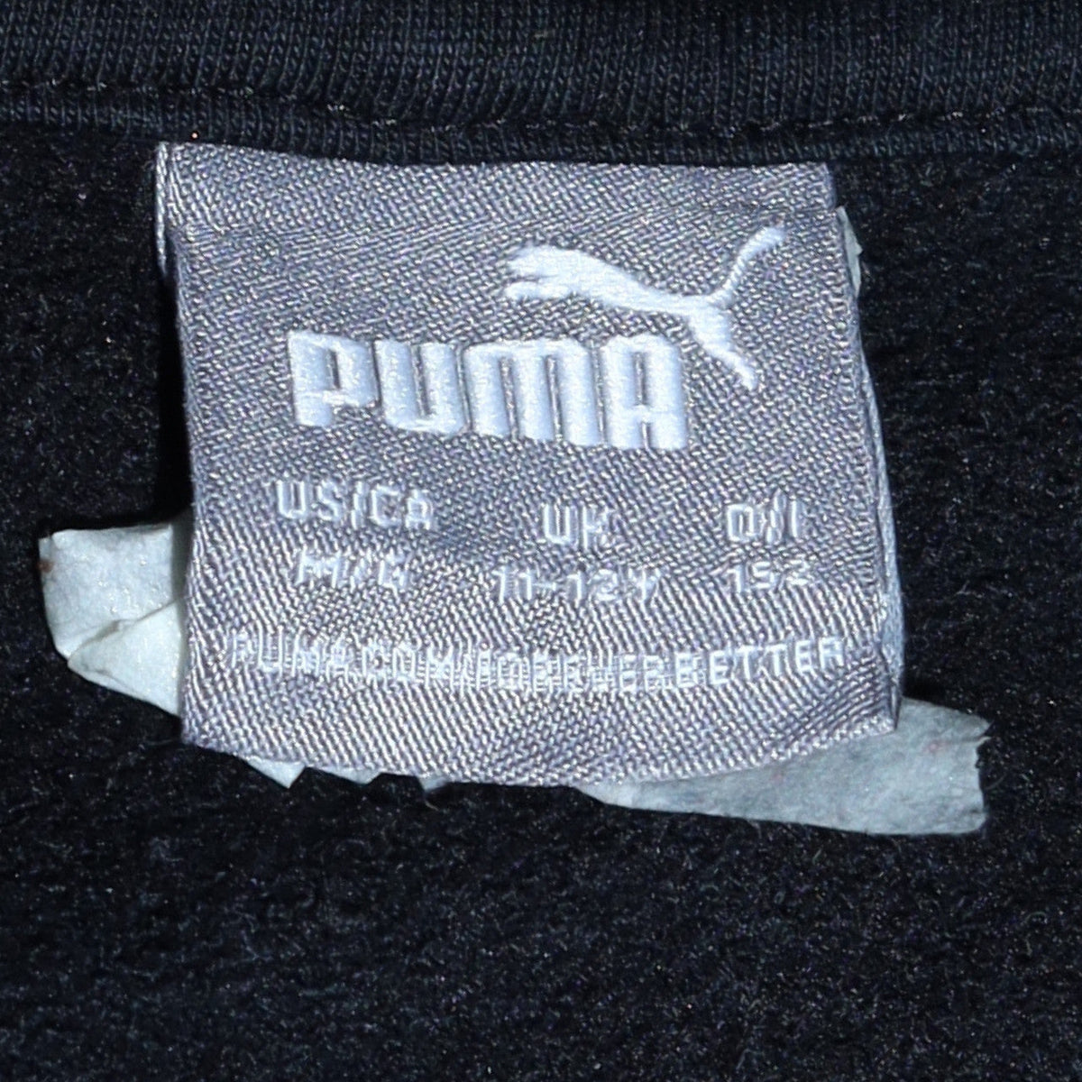 Puma Boys Black Pullover Hoodie 11-12 Years Long Sleeve Logo Sweatshirt