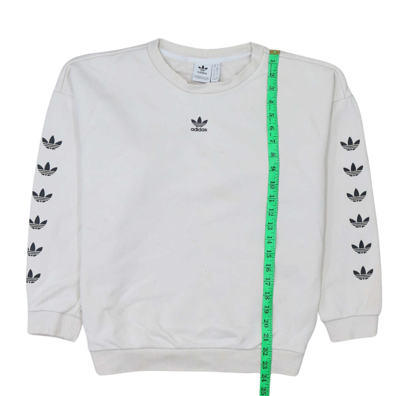 Adidas Women White Logo Crew Neck Pullover Sweatshirt Size 10