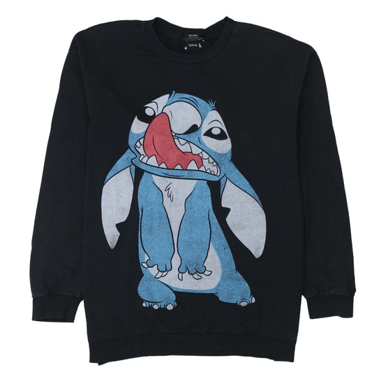 Preloved Bershka Disney Stitch Black Unisex L Pullover Sweatshirt - Front