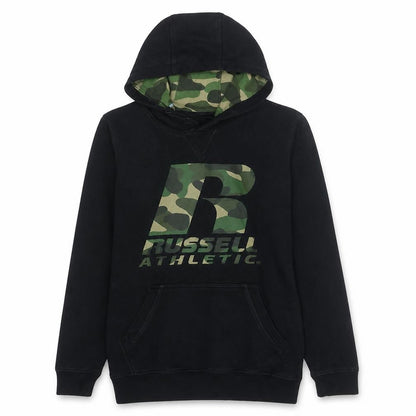 Russell Athletic Boys Black 12-13 Years Pullover Hoodie Camo Logo