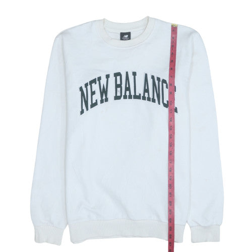 New Balance Men's White Sweatshirt S Regular Fit Crew Neck Pullover