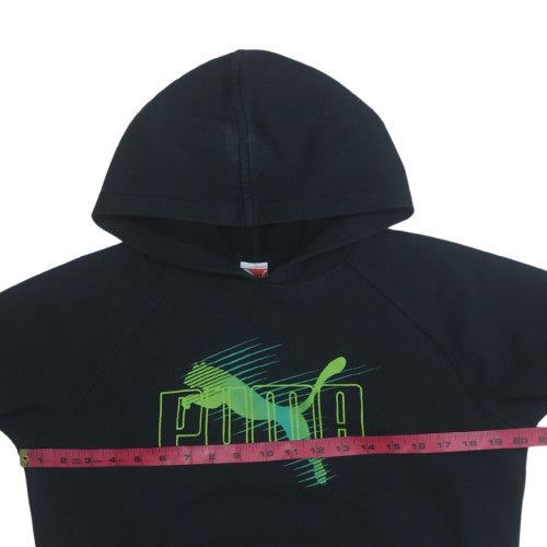 Puma Teens Black 164 Pullover Hoodie Graphic Sports Cotton Blend