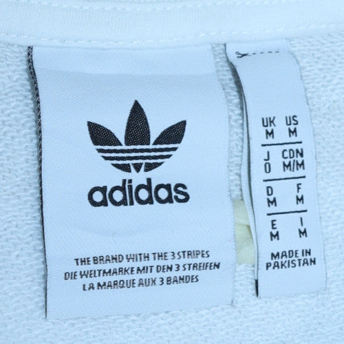 adidas Men's White Crew Neck Pullover Sweatshirt Size M