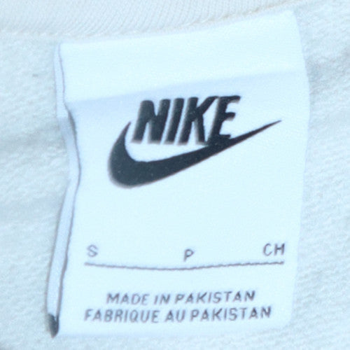 Nike Mens White Pullover Hoodie Small Regular Fit Sports Style