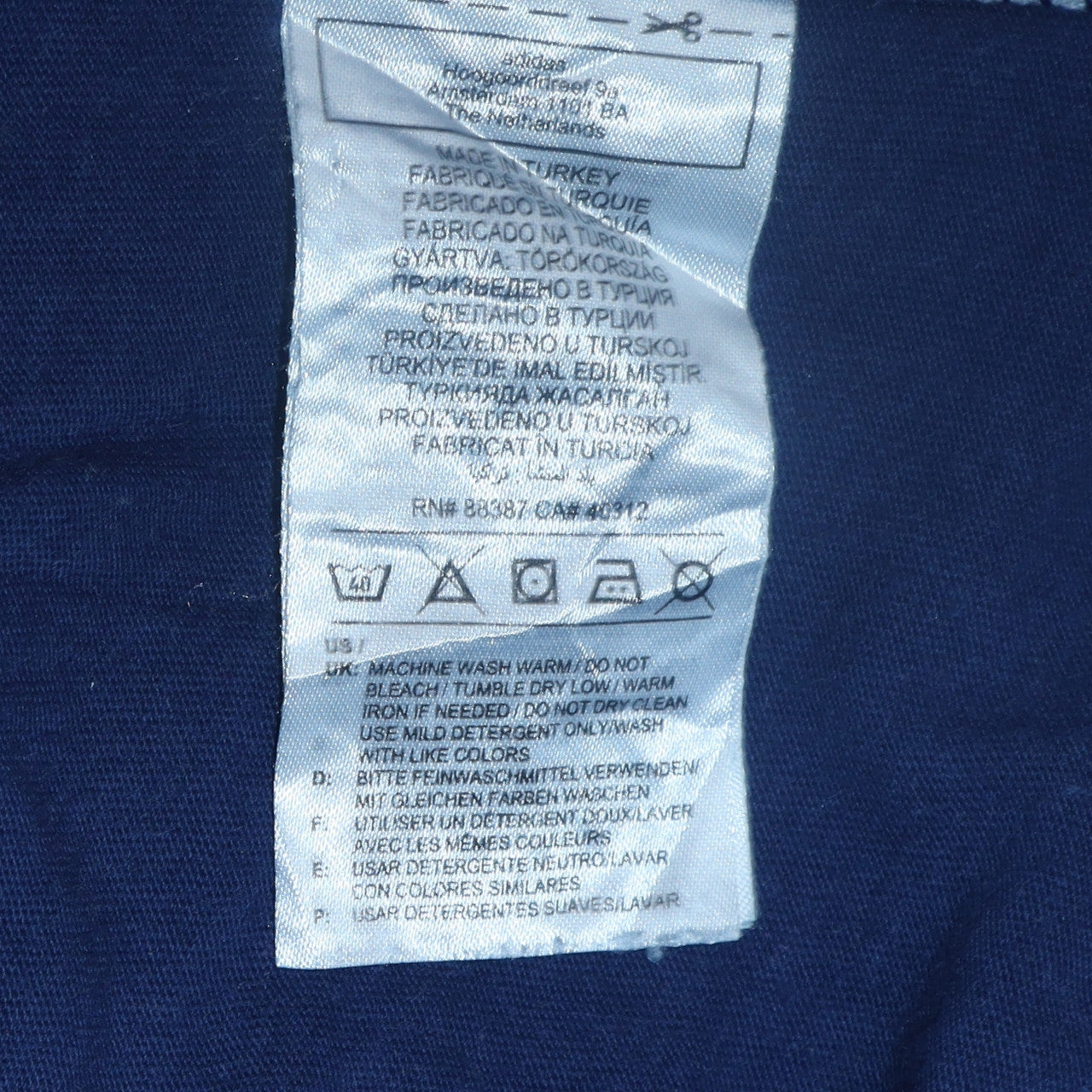 Adidas Men's Navy Blue Crew Neck Short Sleeve Cotton T-Shirt M