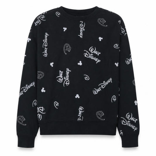 Disney Women Black XS Pullover Sweatshirt with Logo Print