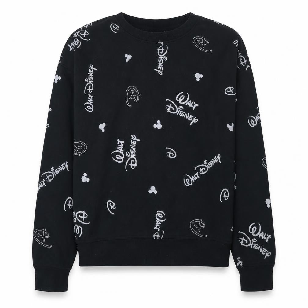 Disney Women Black XS Pullover Sweatshirt with Logo Print