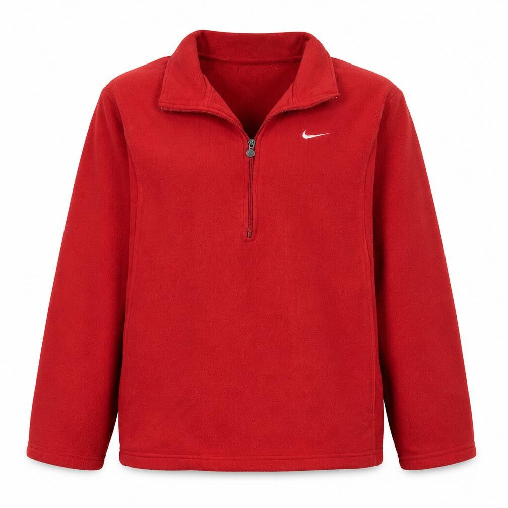 Nike Men's Red 1/4 Zip Fleece Sweatshirt Pullover Size L