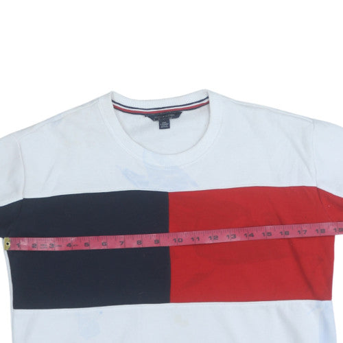 Tommy Hilfiger Men's White Red Navy Crew Neck Sweatshirt XXS
