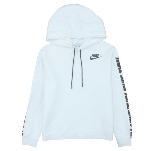 Nike Men's White S Pullover Hoodie with Logo Sleeve Print