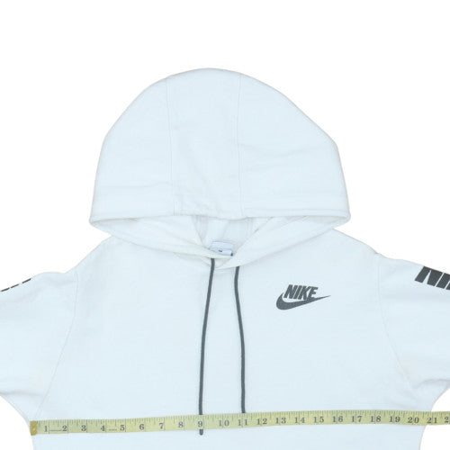Nike Men's White S Pullover Hoodie with Logo Sleeve Print