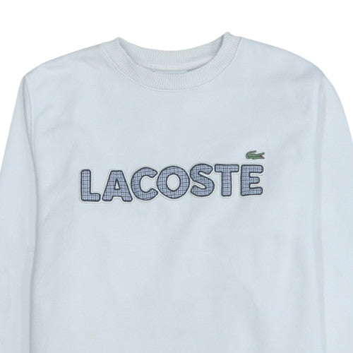 Lacoste Men's White Embroidered Logo Pullover Sweatshirt M