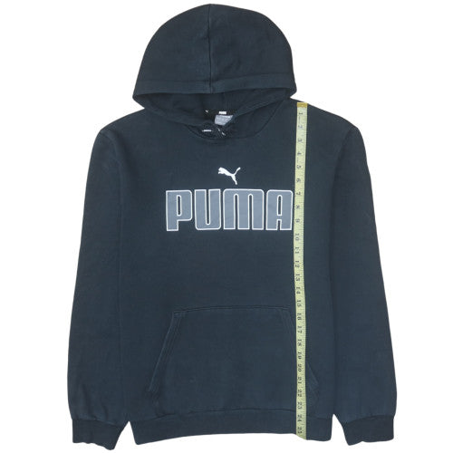 Puma Men's Black Pullover Hoodie Size L Graphic Fleece Sweatshirt