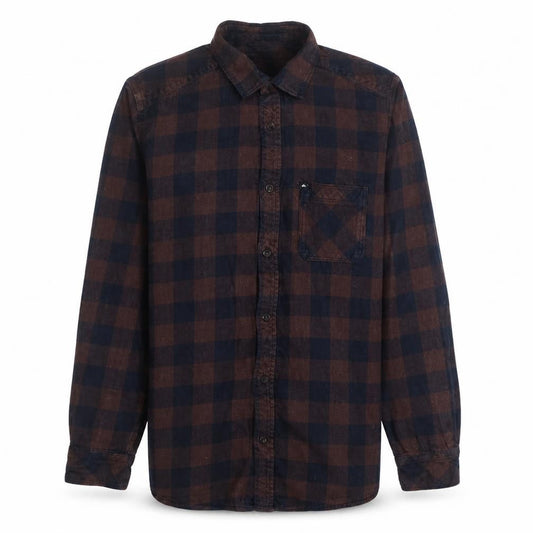 Quiksilver Men’s Brown Check Flannel Long Sleeve Casual Shirt Size S