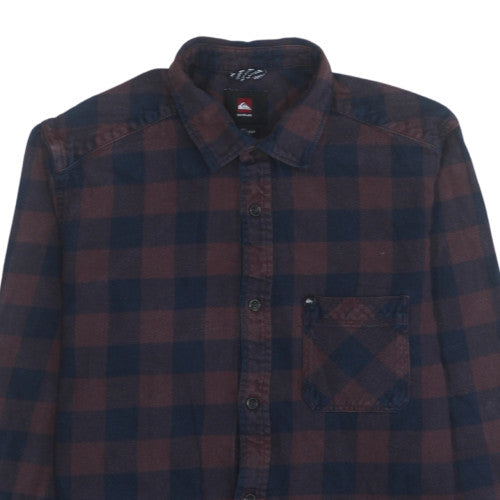 Quiksilver Men’s Brown Check Flannel Long Sleeve Casual Shirt Size S