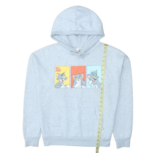 Tom & Jerry Womens Grey Pullover Hoodie Small Cartoon Print Cotton Blend