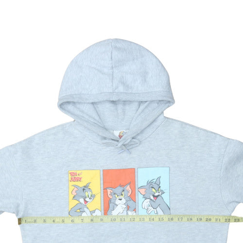 Tom & Jerry Womens Grey Pullover Hoodie Small Cartoon Print Cotton Blend
