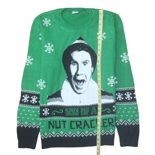 George Women’s Green Elf Christmas Jumper L Funny Pullover Knit