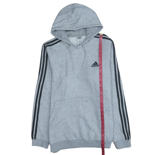 Adidas Men's Grey Pullover Hoodie L Classic 3-Stripes Style