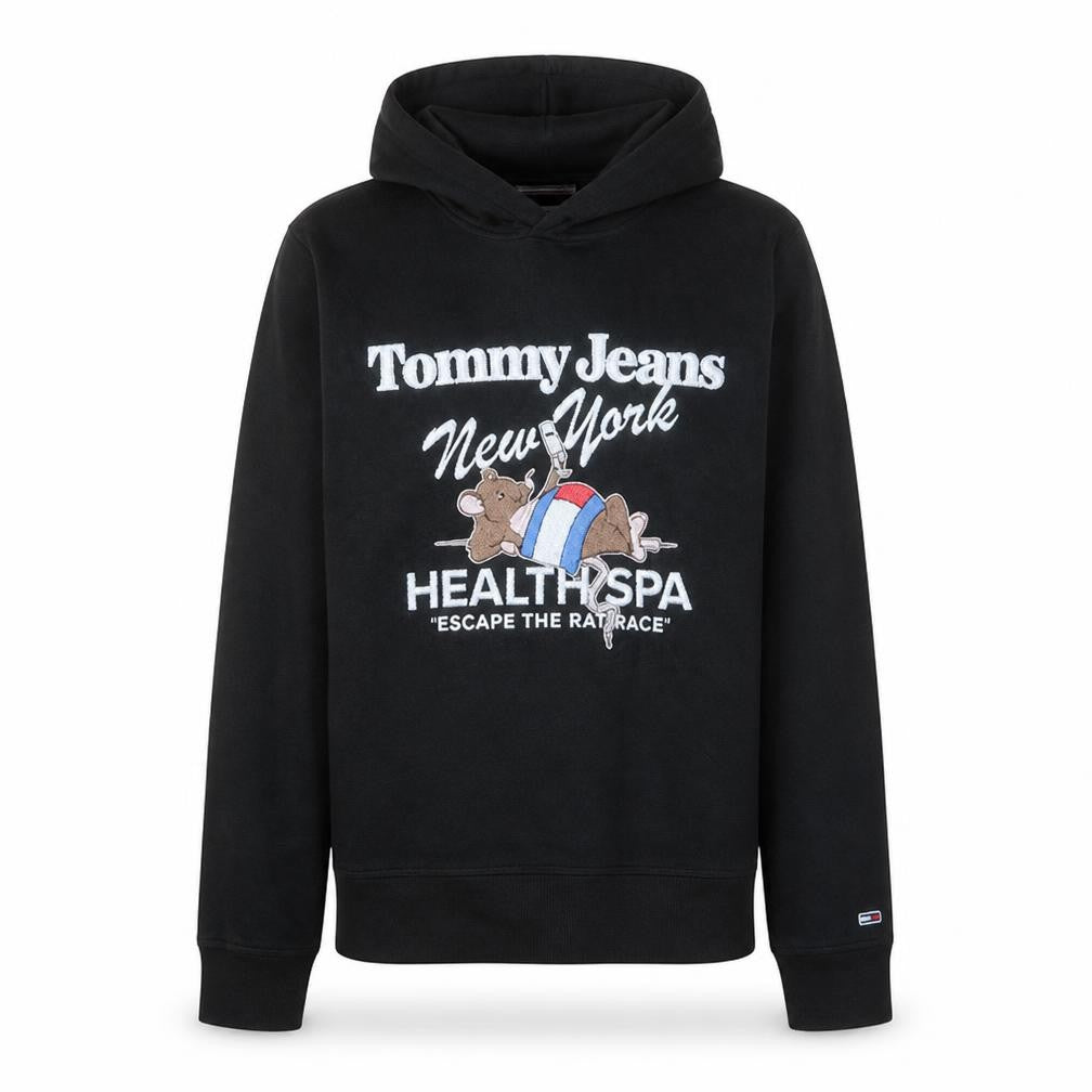 Tommy Jeans Men's Black Pullover Hoodie Size S Graphic Print Logo