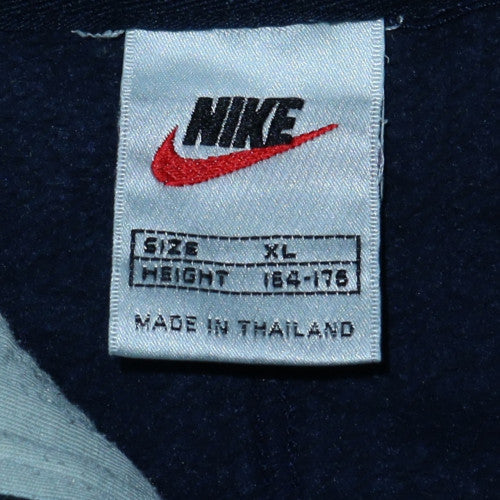Nike Men Blue XL Pullover Fleece Hoodie with Drawstring Logo